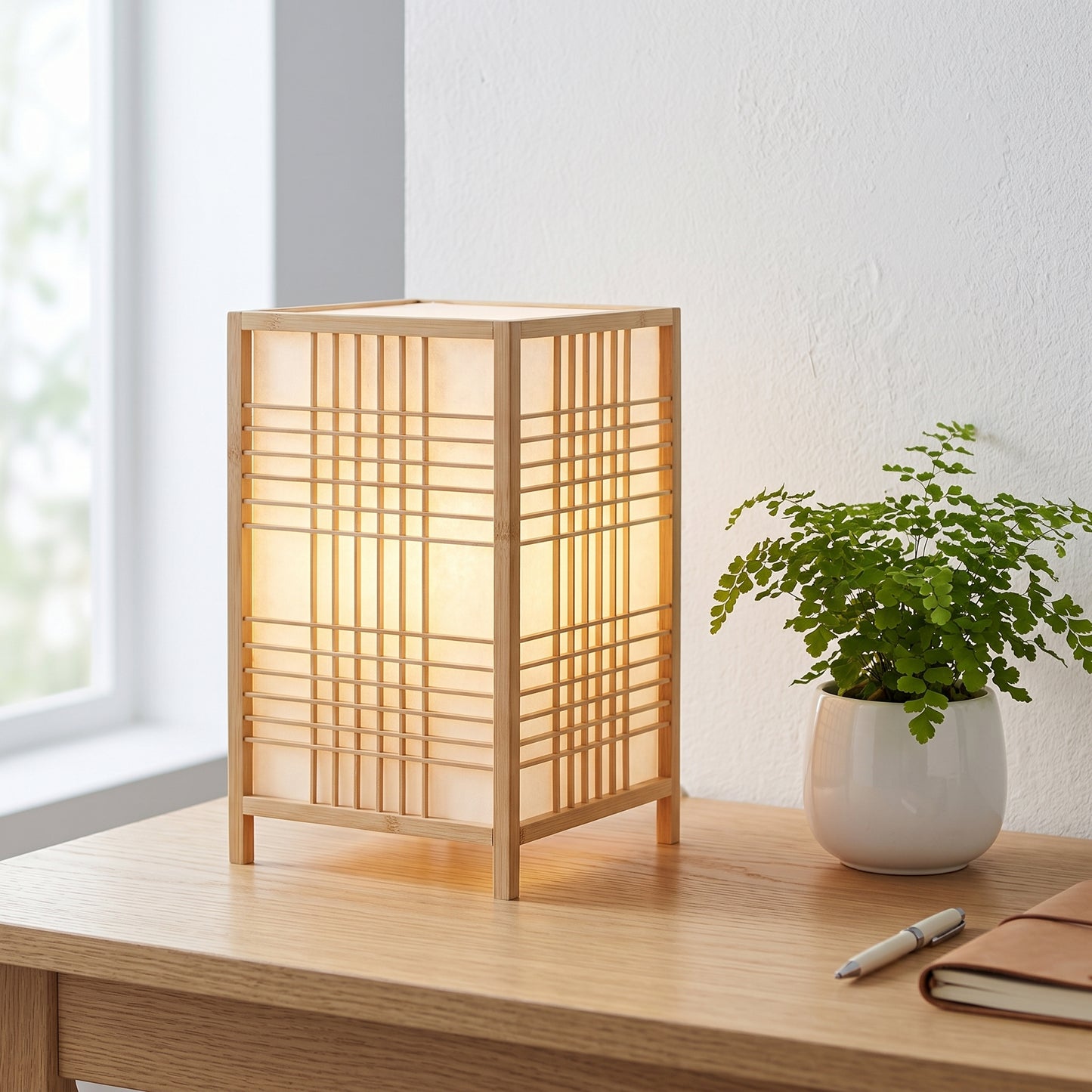 Bamboo Weaving Bamboo Handicrafts Minimalist Bedroom Study Desk Small Book Lamp bedside table desk lamp Japanese book lamp