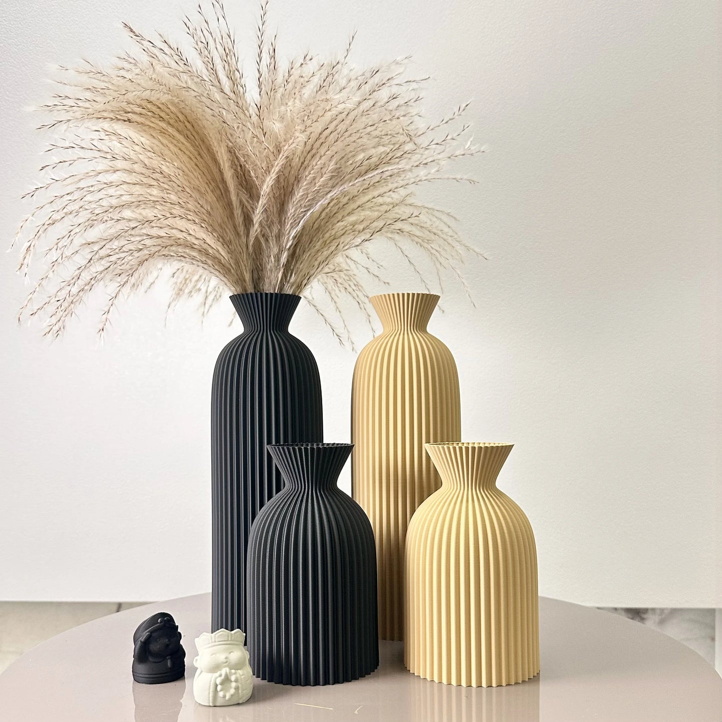 Nami Vase Set — Fluted Ceramic Duo