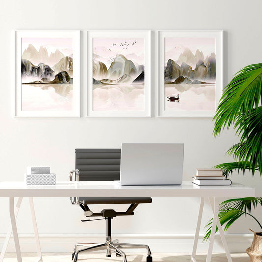 Yūgure Triptych — Sunset Mountain Print Set