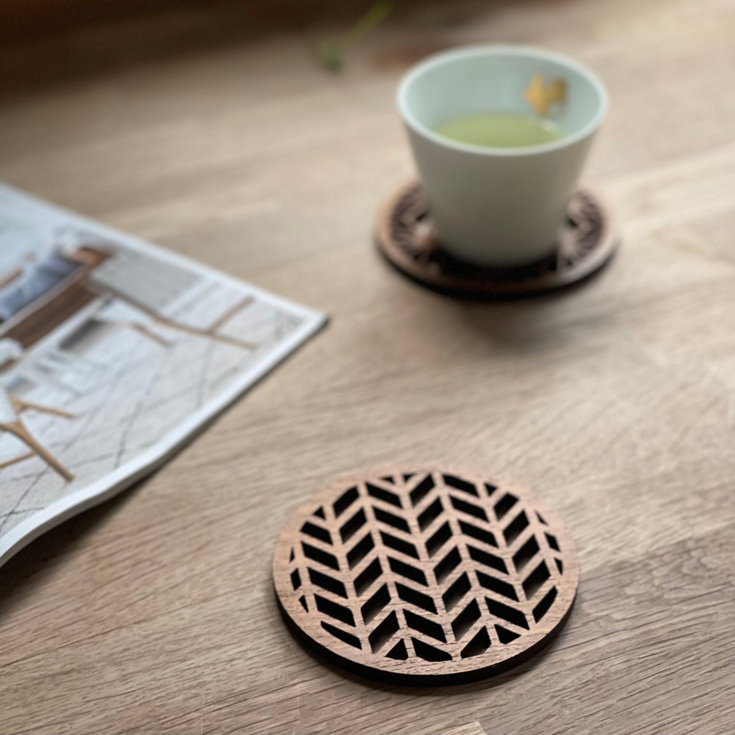 Kigumi Coaster — Japanese Pattern Teak Wood