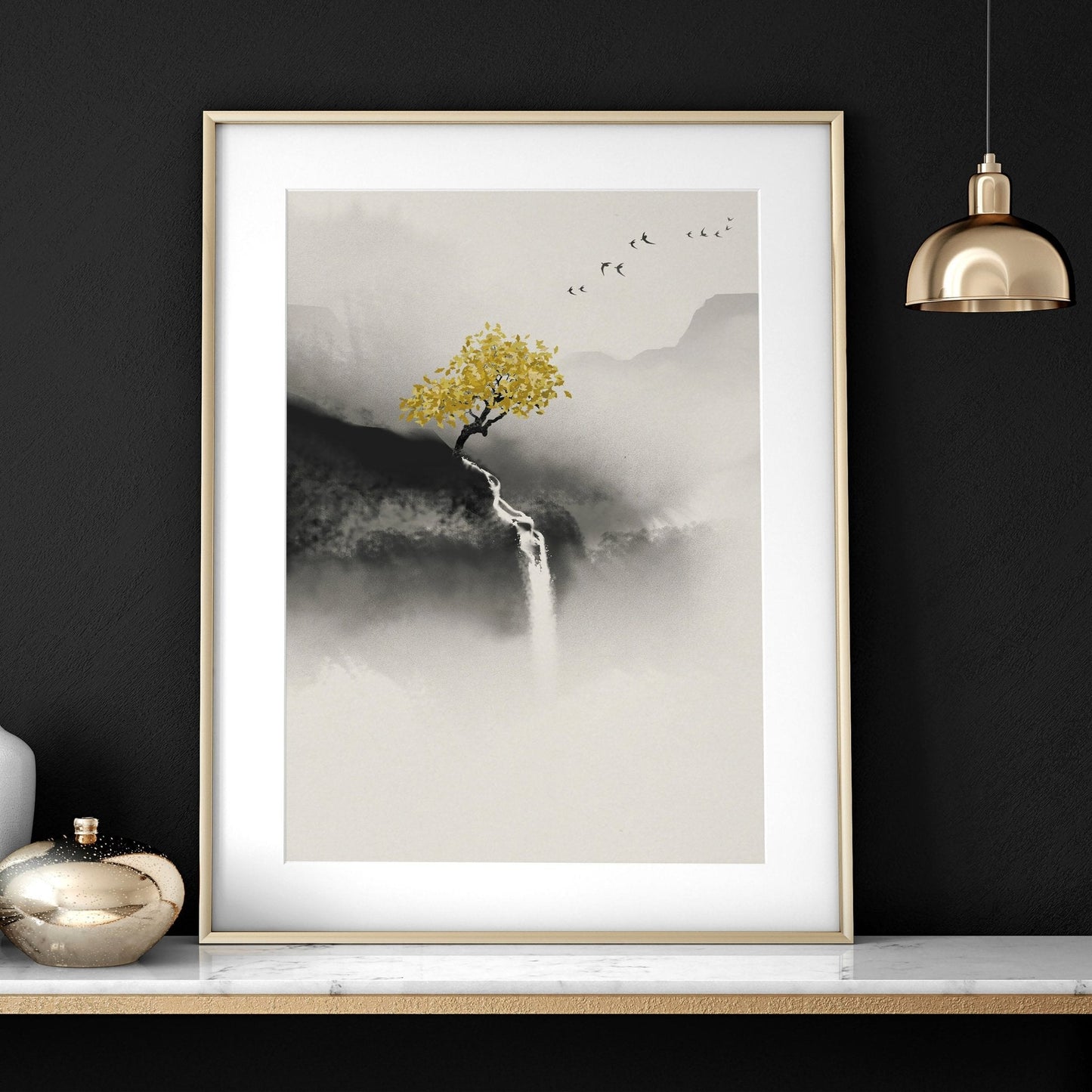Pagoda Triptych — Japanese Ink & Gold Print Set